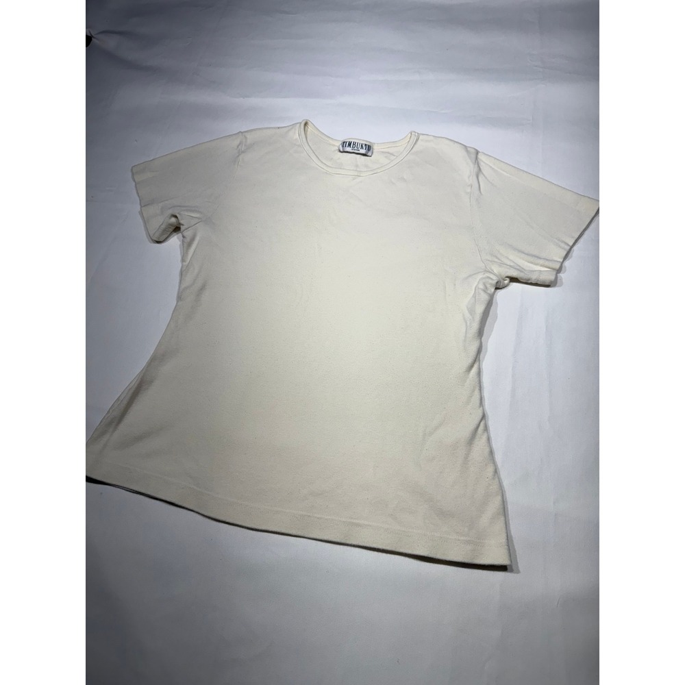 Vintage Timbuktu Station Cream Off White Short Sleeve Crew Neck Tee Shirt